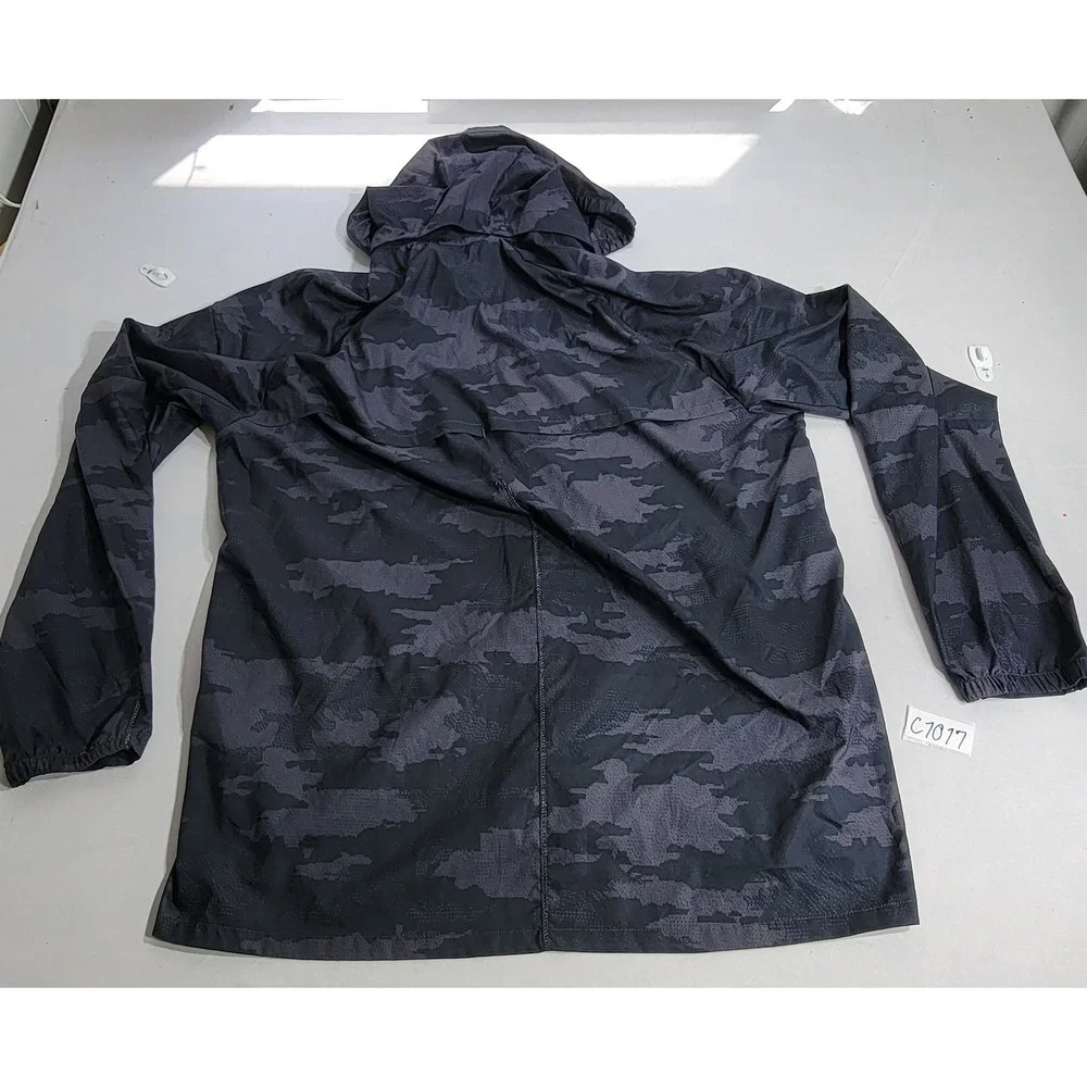 Adidas Energy Running Camo Windbreaker Jacket Mens Large Black Hooded Full Zip